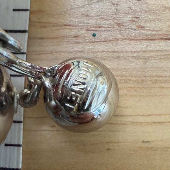 Monet Vintage Silver Tone Clip-On Earrings Double Ball Dangle Design Retro Style - Picture 12 of 12